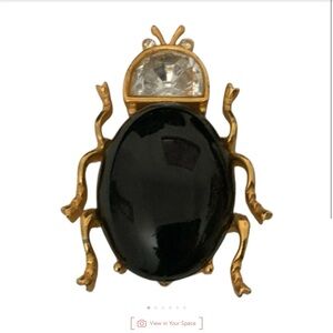 Gold and Black Beetle Brooch